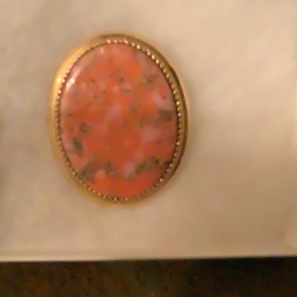 Sarah Coventry coralline confetti stone vintage brooch and pendant